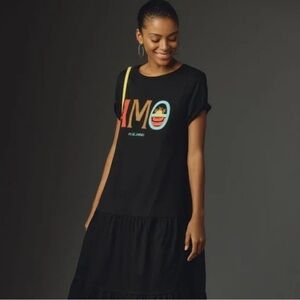 Farm Rio Black Graphic T-Shirt Dress